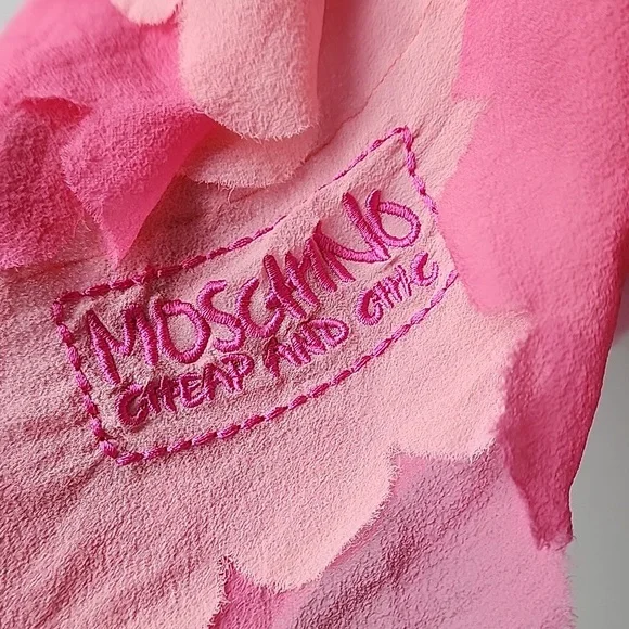 Moschino 100% Silk Two Layer Scalloped Hem Lightweight Scarf - Picture 2 of 8